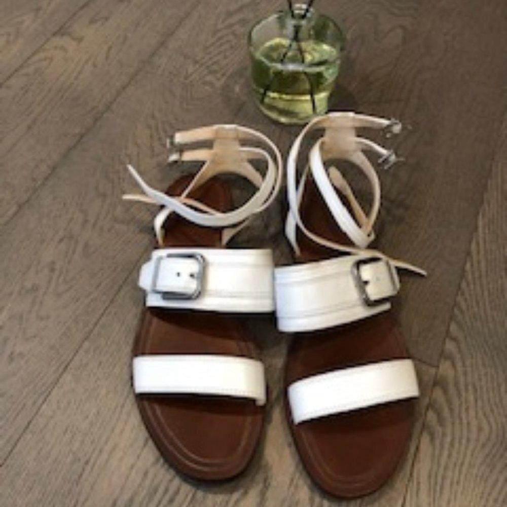 VIA SPIGA Gladiator Leather Sandals White Size 9M